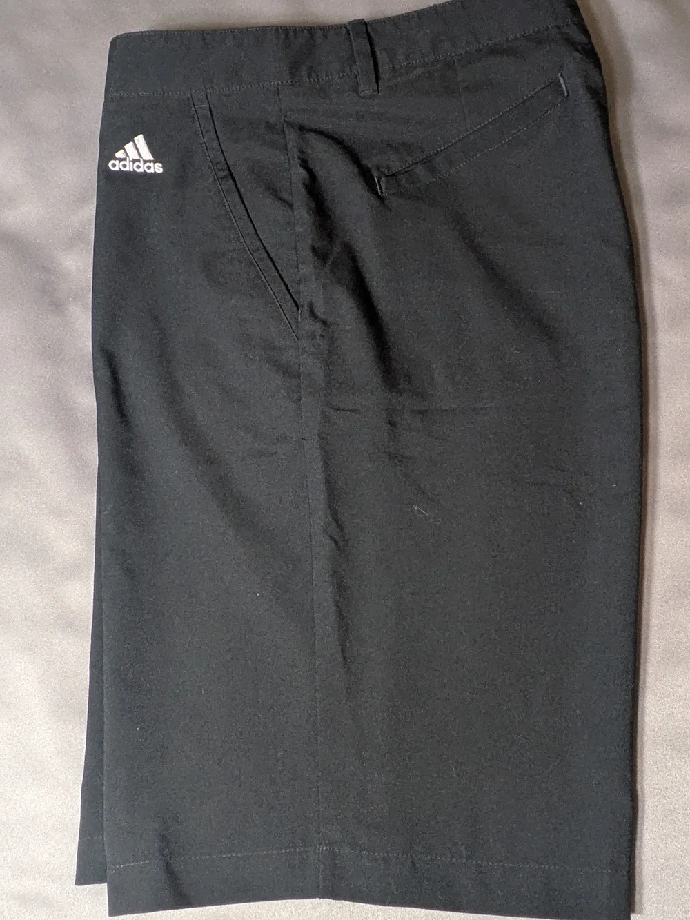 adidas Black Men's Chino-Style Athletic Shorts with White Three-Stripe Accent